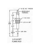 17232 Eclipse Flame Rod/Igniter,  1/2-14", 15.44 A Dim